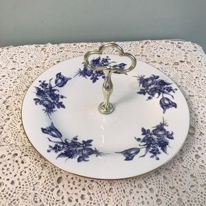Vintage Royal Vale Porcelain Tray ornate handle Server Plate